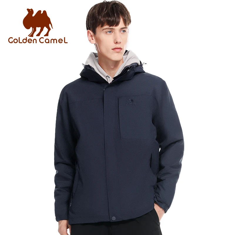 Golden Camel Outdoor Hiking Fleece Jackets Men's Women's Winter Jackets Three-in-one Removable Windbreaker Waterproof Warm Coats