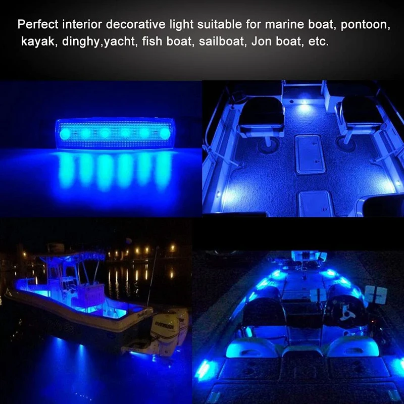 10 Pcs Marine Boat Lights 12V 24V Waterproof Interior Navigation Strip Light Deck Transom Step Cockpit Lighting