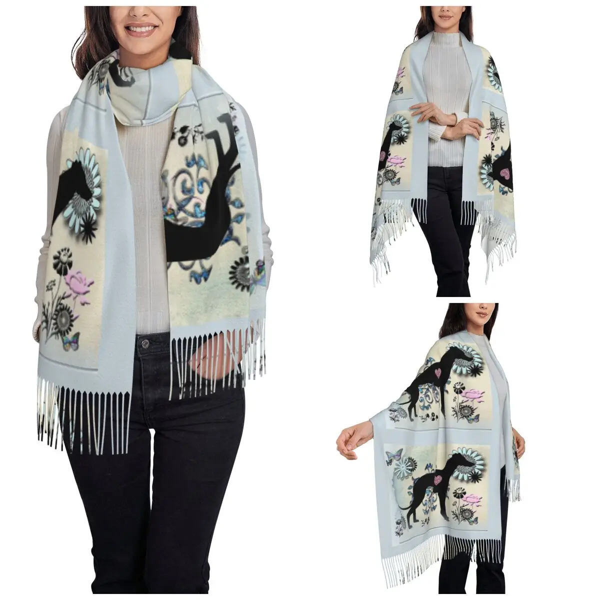 Greyhound художественный шарф для собаки женская зимняя Осенняя шаль из пашмины