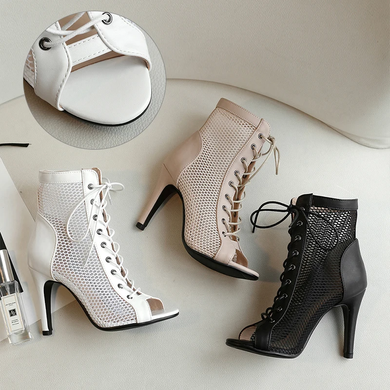 DKZSYIM Women Short Boots Ballroom Jazz Dance Shoes Ladies Girls Soft Soles Tango/Salsa High Heels Hot Sale Latin Dance Shoes