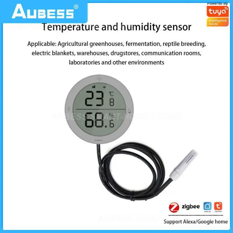 

Tuya Zigbee Zigbee Temperature Humidity Sensor Diy With Wire Probe Intelligent Linkage Tuya High Precision Smart Home