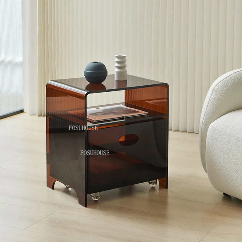 

Designer Transparent Coffee Tables Creative Living Room Nordic Sofa Side Coffee Tables Acrylic Tavolino Da Salotto Furniture