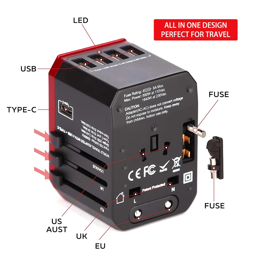 Конвертер с несколькими вилками для сша/великобритании/австралии/ес