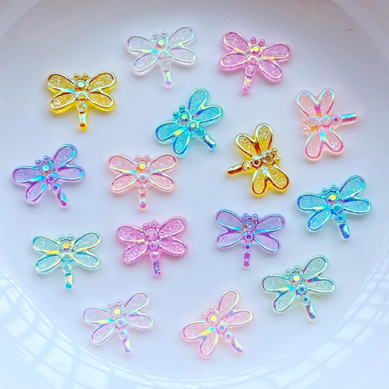 

60Pcs New Cute Mini Shiny Little Dragonfly Resin Figurine Crafts Flatback Cabochon Ornament Jewelry Making Hairwear Accessories