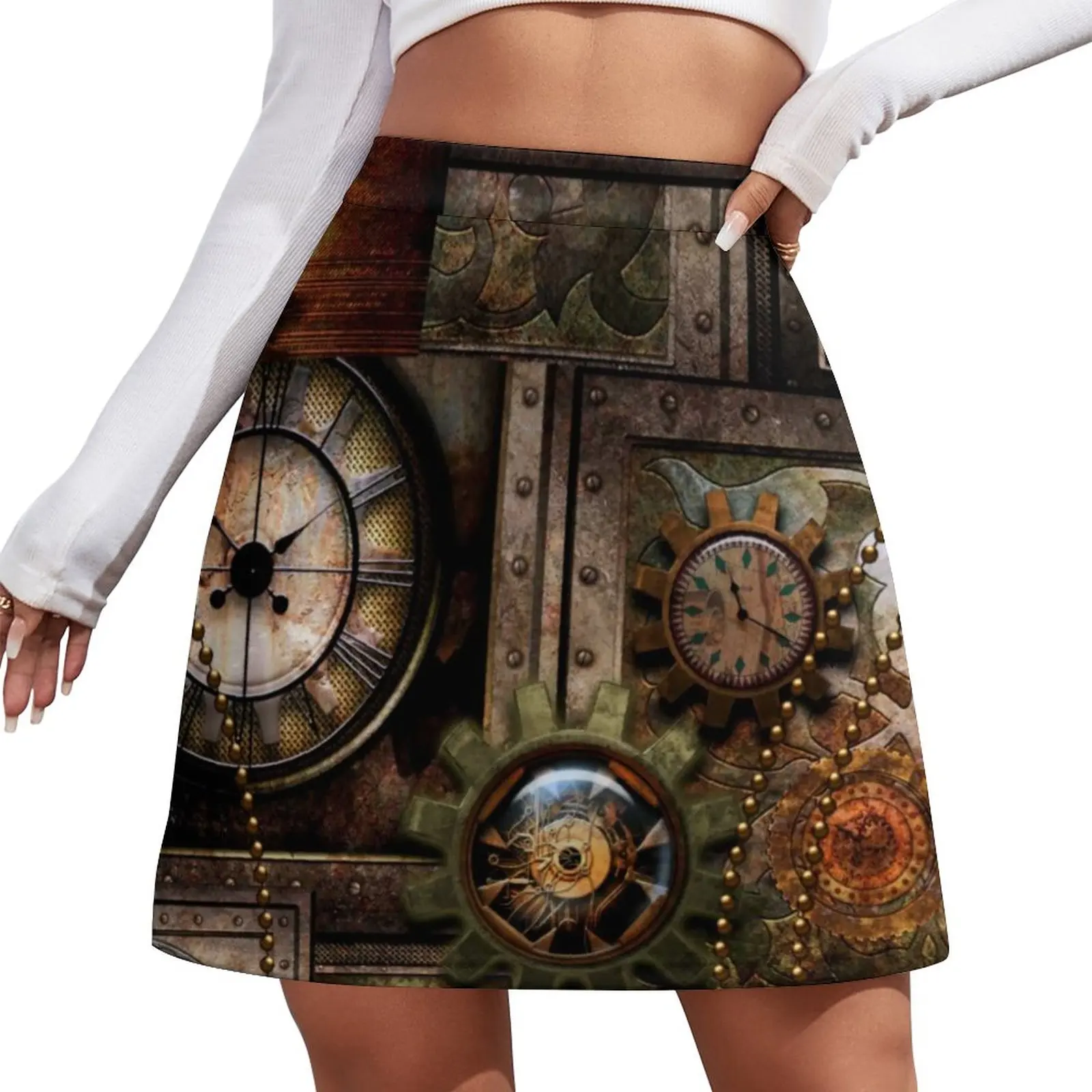 

Wonderful Steampunk Design A-line Skirt Technology Edel Mechanical Street Style Casual Skirts Elegant Mini Skirt Print Clothes