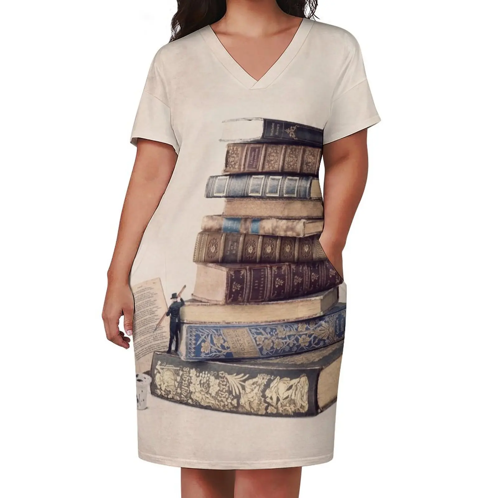 фото книги иллюстрация старых книг Свободное карманное платье женские платья