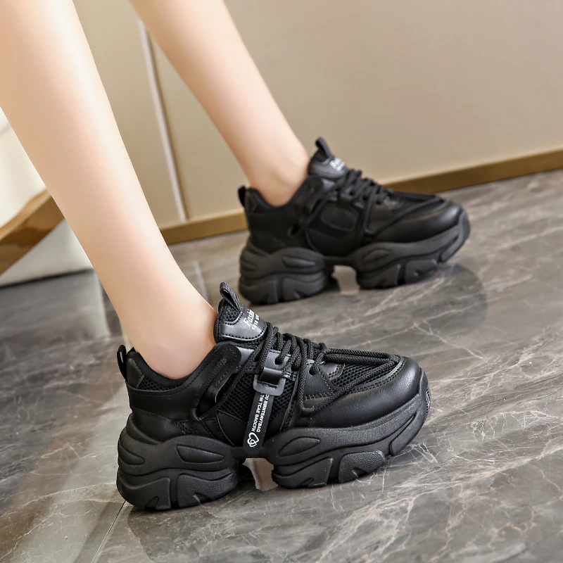 

Women's Shoes 2023 High Quality Solid Color Lace Up Thick Sole Women's Vulcanized Shoes Hot Sale Breathable Women's Sneakers