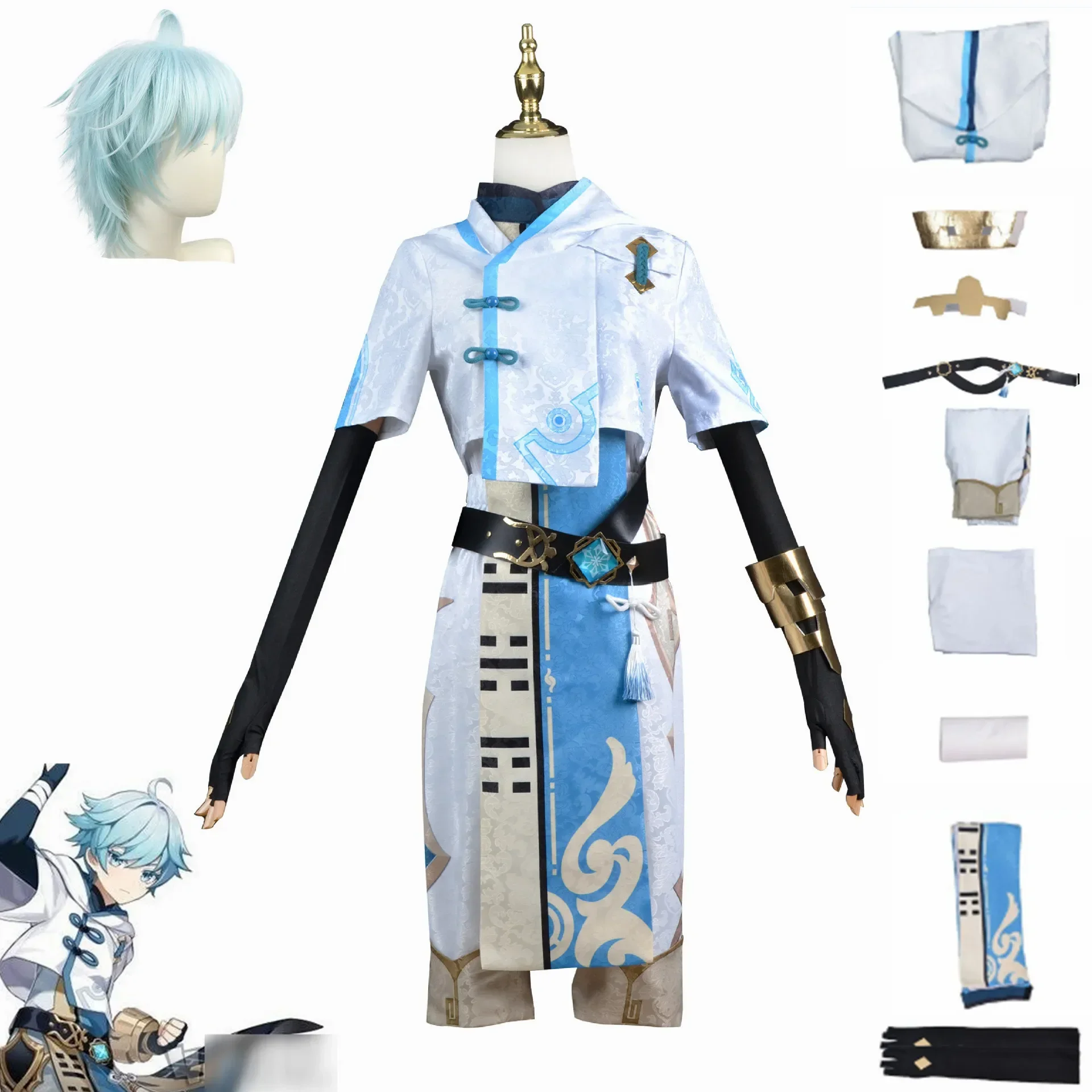 Аниме игра Genshin Impact Chongyun костюм для косплея Боевая форма красивый повседневный