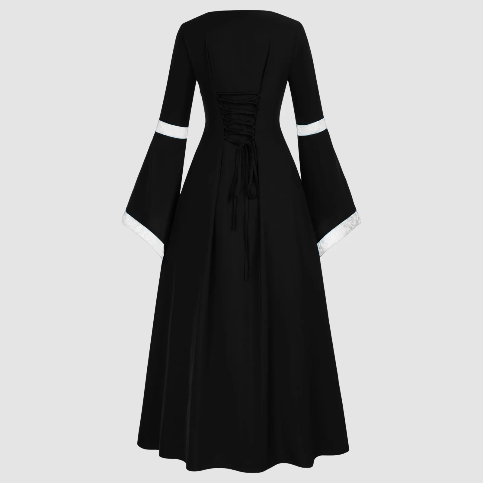 Женское длинное платье в стиле ретро для косплея на Хэллоуин с рукавами-трубой