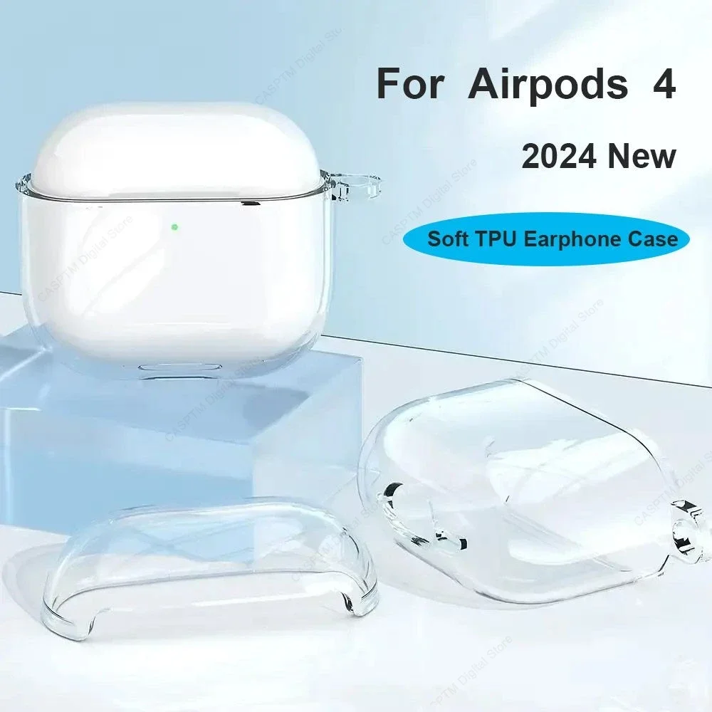 Мягкий прозрачный чехол из ТПУ для Airpods 4 2024 защитные чехлы AirPods поколения корпус