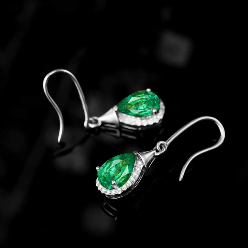 

Luxury Green Tourmaline Drop Earrings 925 Sterling Silver Emerald Gemstones Earrings for Women Jewelry Gifts Korean Fashion