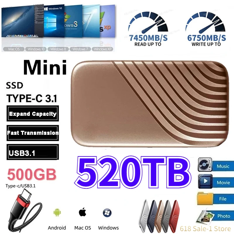 

2023 Original Ssd Hard Disk 128TB SSD 2.5 Inch 500GB Hard Drive Drive Hard Disk Portable Electronics for NOTEBOOK Mobile Phones