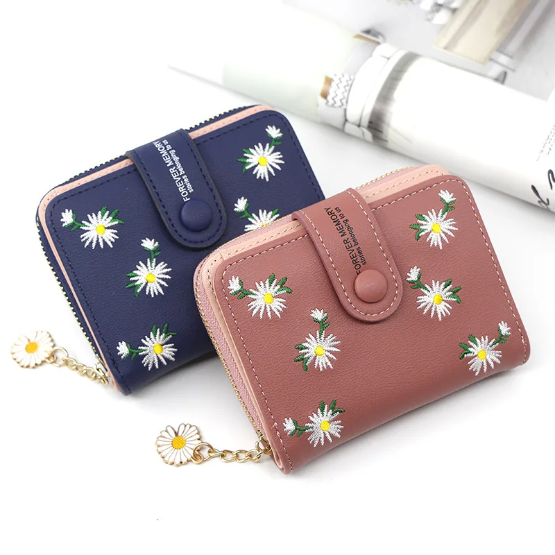 

Wallets Small Embroidery Leather Purse Women Ladies Card Bag For Women 2023 Clutch Women Female Purse Money Clip Women Wallet