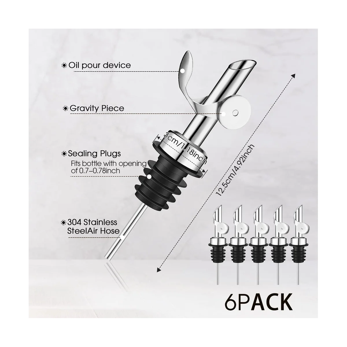 6 шт. Утяжеленные бутылки для ликера из нержавеющей стали