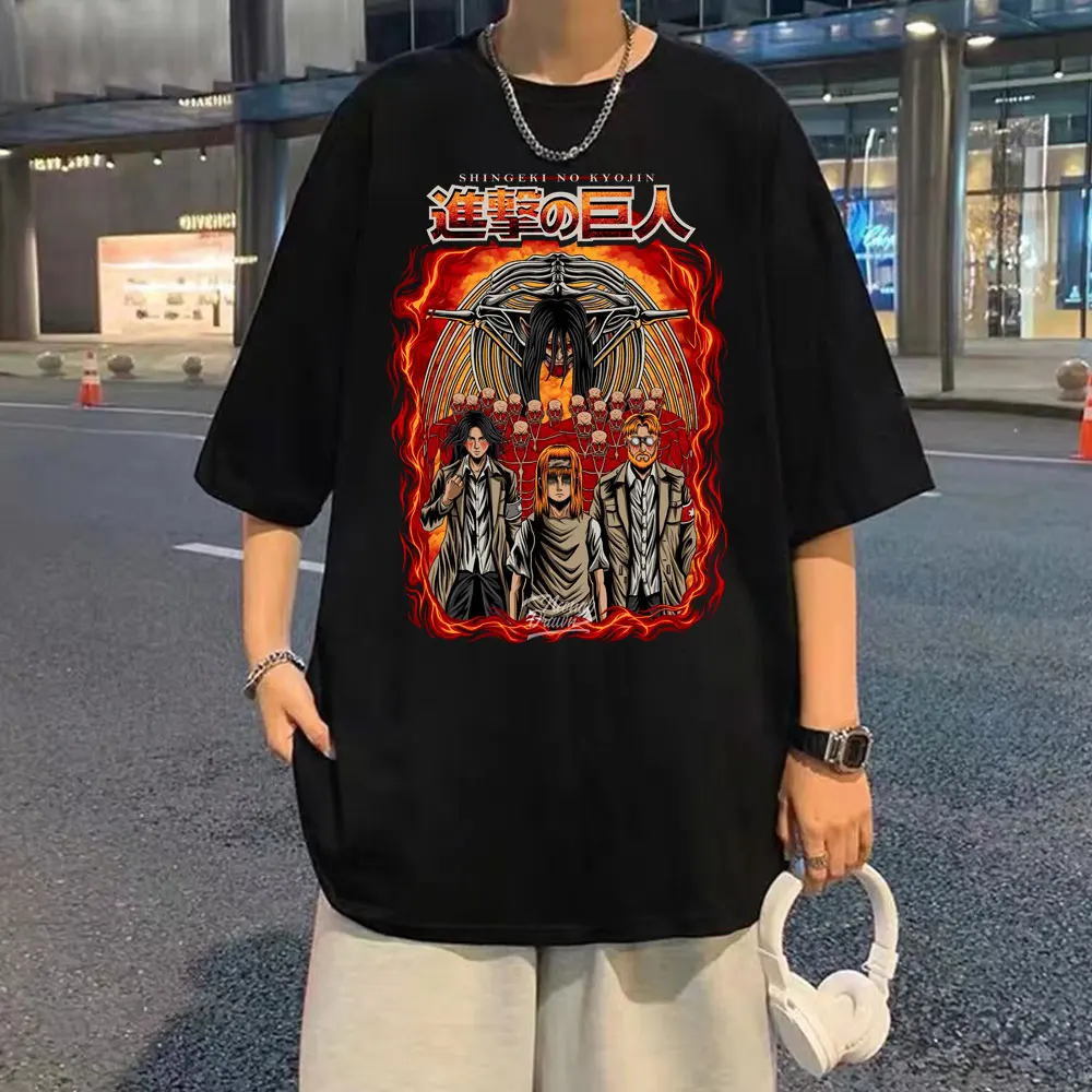 

Anime Attack on Titan Graphic T Shirt Eren Yeager Shingeki No Kyojin Harajuku Print T-shirts Men Women Merch Y2k Casual Tshirt