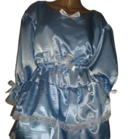 france simple and generous adult baby sissy blue satin beautiful ruffle dress long sleeve clothing customization