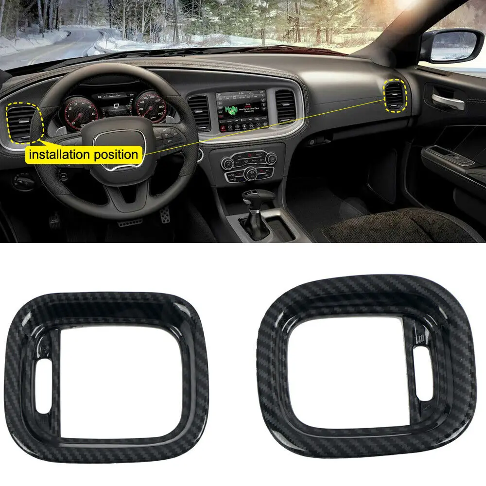 

LHD Carbon Fiber Dashboard Side Air Vent Cover 2pcs For Dodge Charger 2015-2021