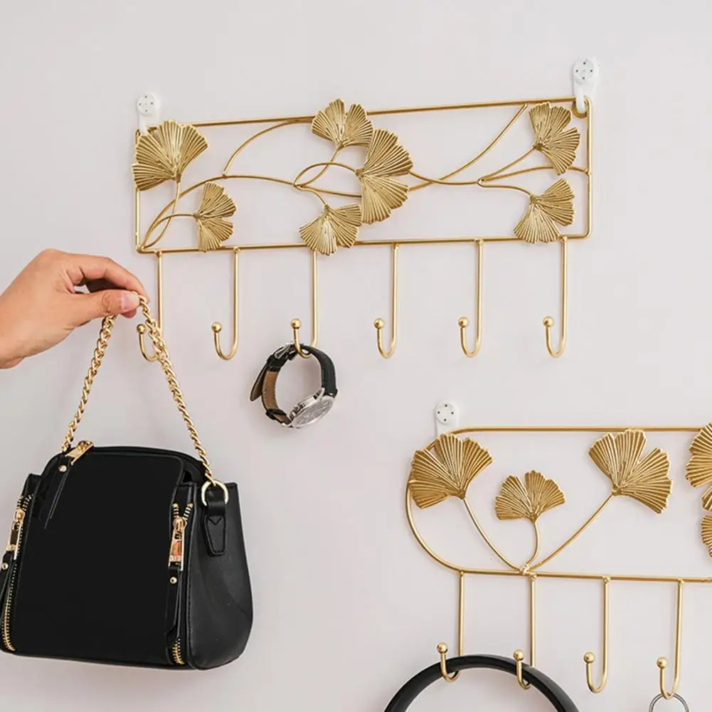 Декоративные листья причудливый подвесной Железный крючок для пальто золотой