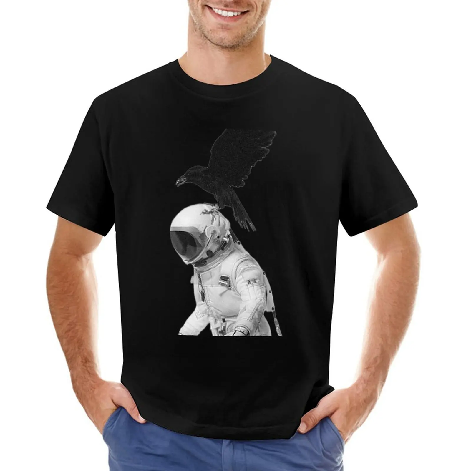 

Футболка мужская хлопковая оверсайз, Повседневная рубашка с коротким рукавом и принтом астронавта, одежда в стиле Харадзюку, Y2k, лето