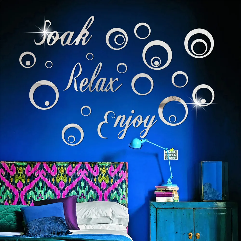 

Soak Relax Enjoy Wall Stickers for Bathroom Bubble Decorative Vinyl Living Room Stickers on The Wall Bathing