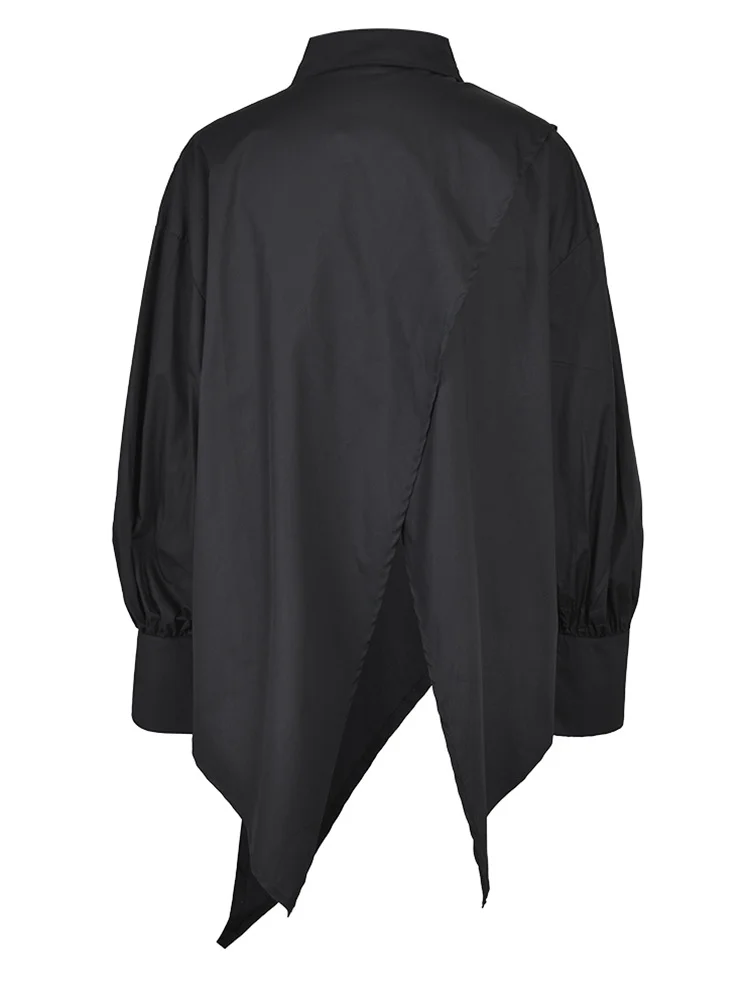 Женская Асимметричная блузка ZMEENNA черная Свободная рубашка большого размера с