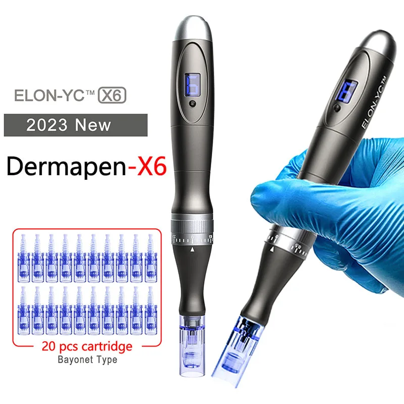 

ELON Dermapen Ultima X6 Electric Derma Pen Microneedling Needles Micro Needle Face Skin Care Beauty Tools With 20Pcs Cartridges