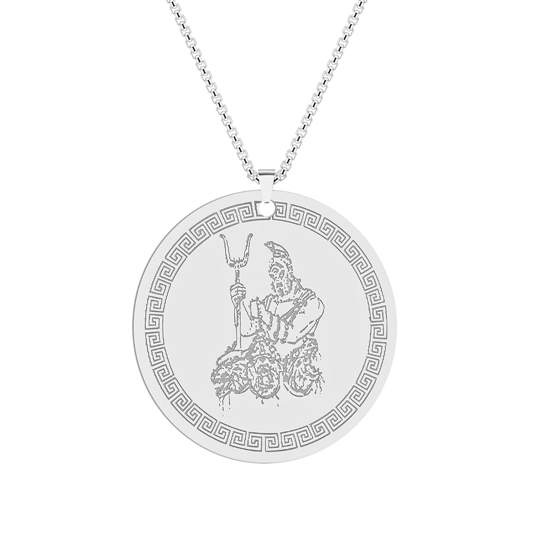Cxwind 2022New Apr Stainless Steel Underworld Greek chthonic Gods - Hades and Cerberus Medallion Pendant Gold Plated Necklace купить по