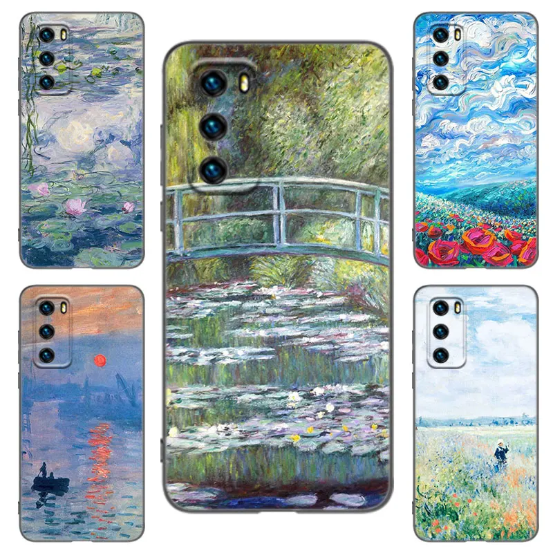 Чехол для телефона с рисунком Клода Моне Huawei P8 P9 P20 P30 P40 Mate 8 9 10 Lite 20 30 P50 Pro Plus 20X P Smart