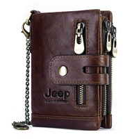 new 2022 100 genuine leather men wallet double zipper portomonee male slim walet pocket coin pouch small mini card holder bag