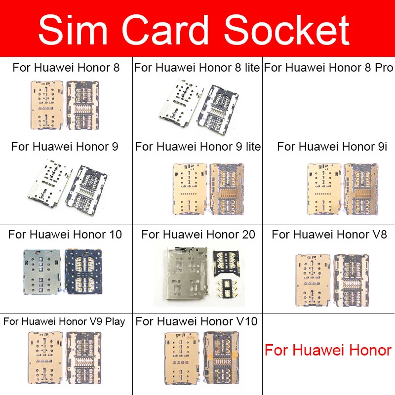 Держатель адаптера для sim-карты Huawei Honor 8 9 9I 10 20 V8 V9 V10 Play Lite Pro устройство чтения