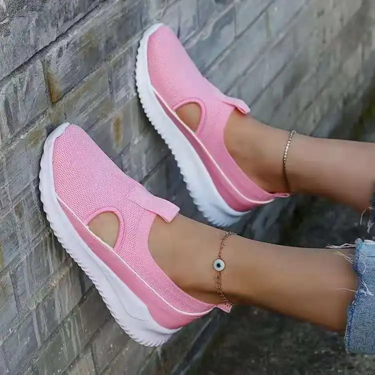 Women Sneakers Platform Sandals Solid Mesh Cut Out Women's Shoes Casual 2022 New Fashion Plus Size Thick Bottom Ladies Sneakers