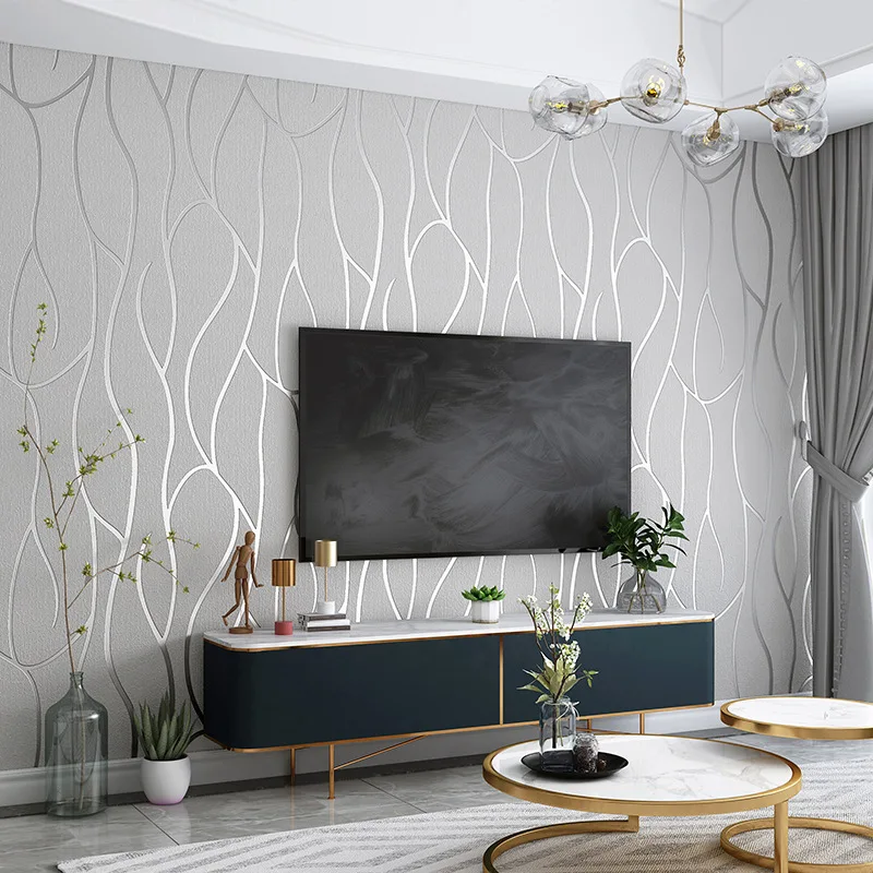 

Wallpapers Modern Geometry Texture 3D Striped Wallpaper for Living Room Sofa TV Walls Decor Home Silver Gray Black Wall Paper