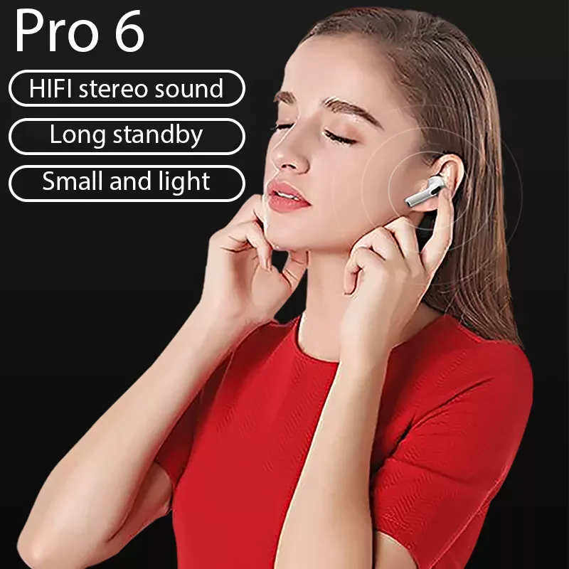 

Best pricePro 6 TWS Bluetooth Earbuds Headphones with Microphone Wireless Gaming Music Headphones Touch Bluetooth Headphones