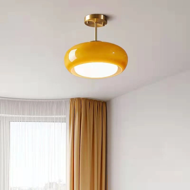 

Modern Single Pendant Lights Yellow White Glass Lampshade 40W LED Bulb E27 for Living Room Kitchen Dining Table Hanging Lamp