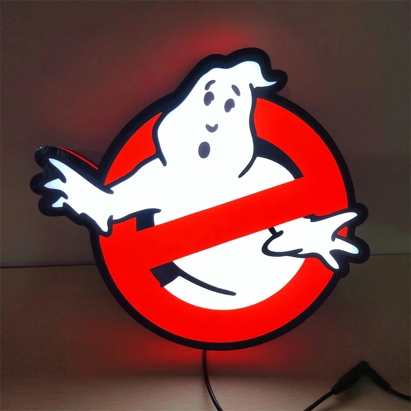 Ghostbusters Logo LED Lightbox Sign Playroom Games Club Decoration Wall Art Decor 3D Print Nightlight Gamer Personalized Gifts