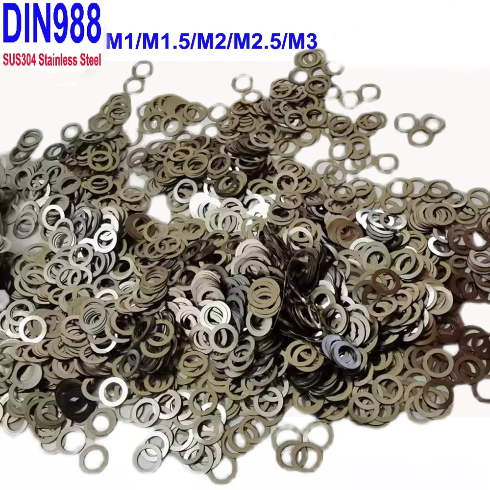 

M1 M1.5 M2 M2.5 M3 DIN988 SUS304 Регулировочные шайбы из нержавеющей стали Ультратонкие простые шайбы Маленькие плоские прокладки