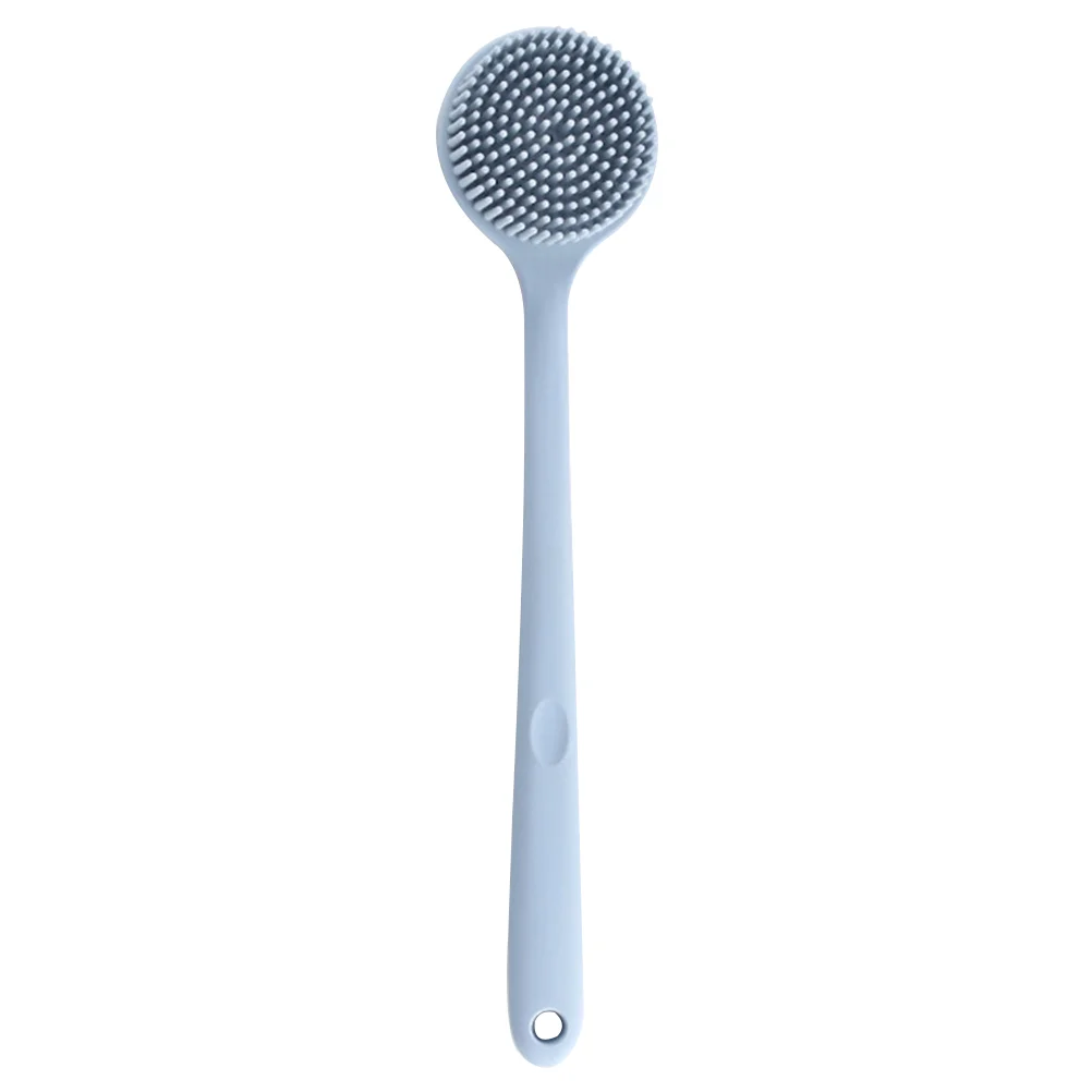

1pc Long Handle Shower Brush Silicone Body Brush Bath Brush Back Skin Scrubber with Random Color Hook (Blue)