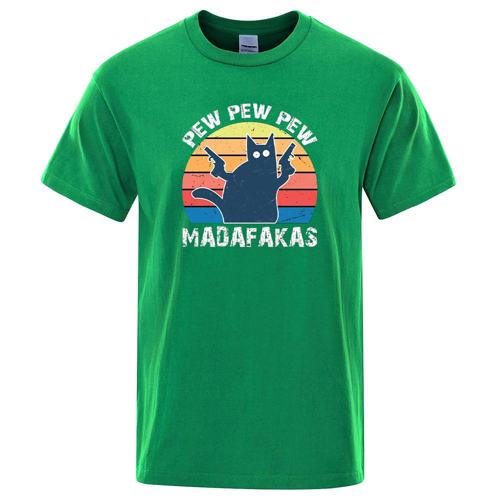 

Pew Pew Madafaks Cat Printing Man's Tshirts Breathable Loose T-Shirts Fashion Comfortable Tops Summer Oversized T-Shirt Men's