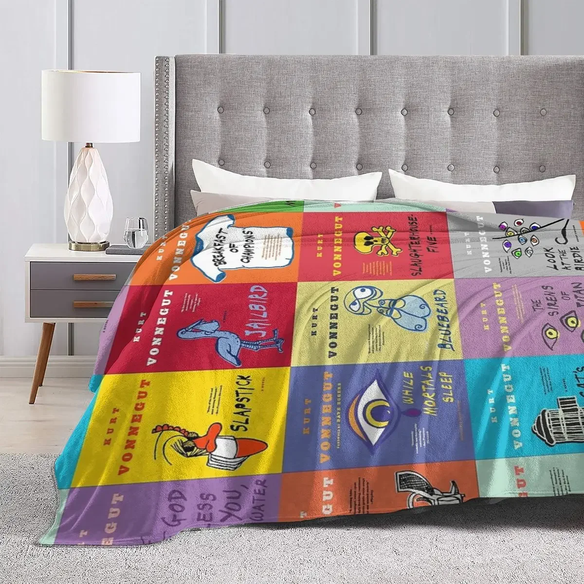 Фланелевое одеяло покрывало с рисунком Курта Воннегута мягкое постельное белье