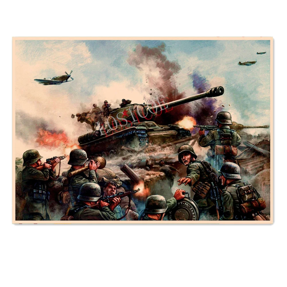 

GER Wehrmacht attack tanks Retro WW II Armoring Weapon War Military Poster Wall Stickers Mural Vintage Kraft Wall Print Painting