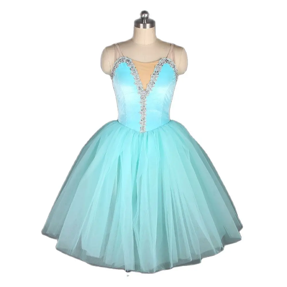 

19831 Adult Girls Long Ballet Dance Tutu Leotard Dress Velvet Bodice with Romantic Length Tutu 6 Colors Available