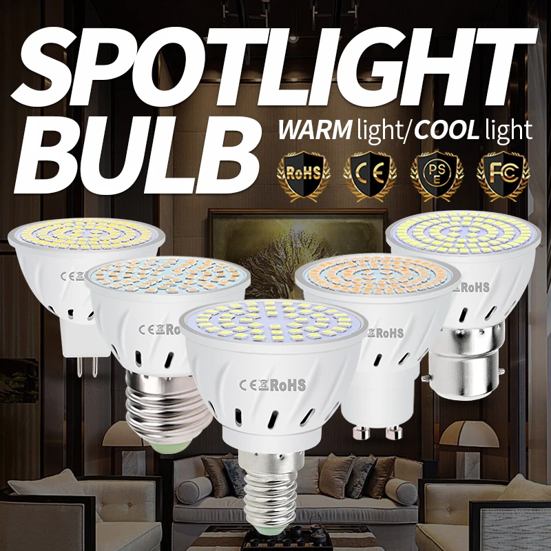 

220V LED Bulb GU10 Spotlight E27 Ceiling Light MR16 Lamp B22 Bombillas LED Chandeliers Bulb E14 Ampoule For Home Room Lighting