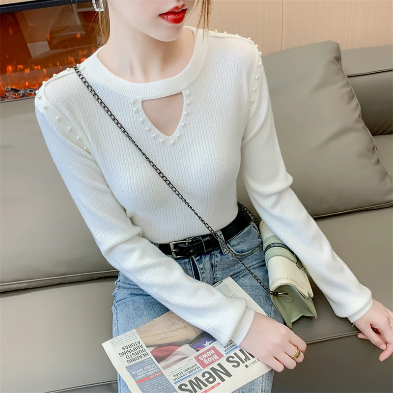 

Lasies New Fashion Hollowed out Pullover Sweater Women Clothing Girls Autumn Casual Knitwear Female Woman OL Sweaters BVy411