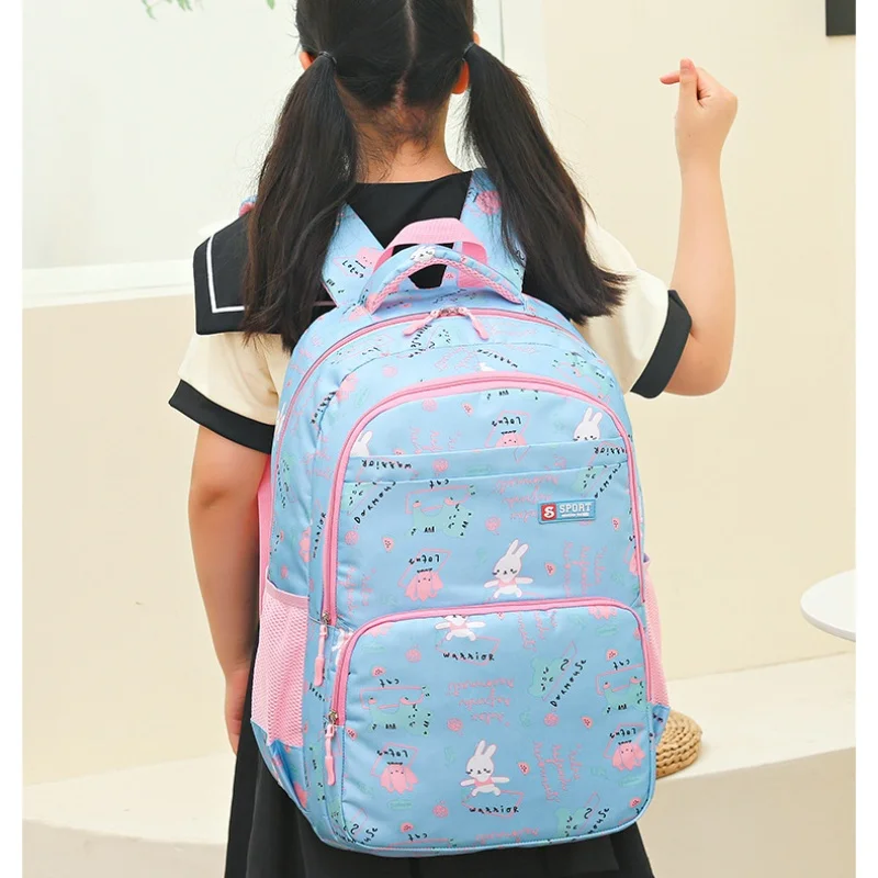 Primary Children Grade 1-3-6 Students Sweet Schoolbags New Cute Rabbit Light Leisure Girls High-capacity Backpacks Drop Shipping