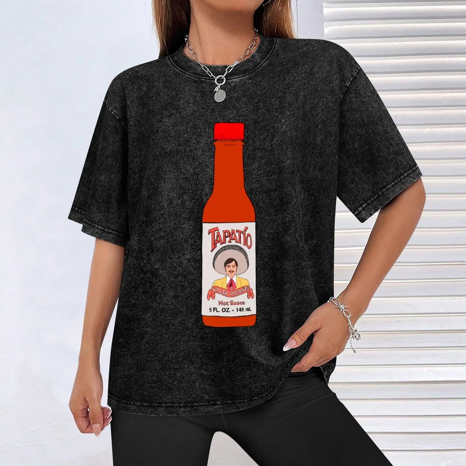 Фото Футболка Tapatio с принтом в виде наклейки с изображением острого соуса сальса, базовая однотонная футболка на все сезоны №4