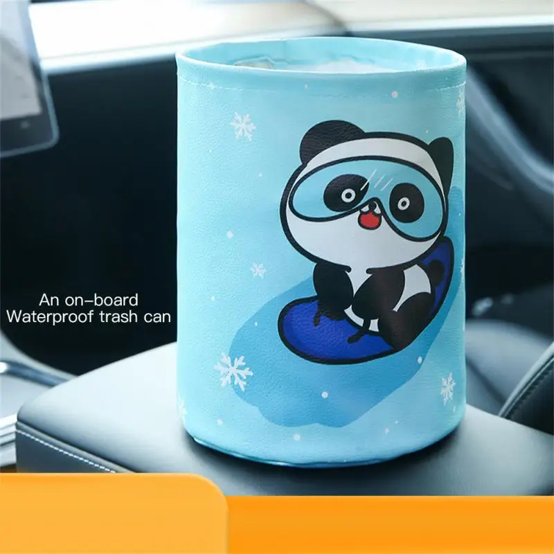 

Waterproof Folding Storage Bag Portable Leathery Garbage Storage Foldable Cartoon Sundries Bucket Car Supplies Car Trash Can