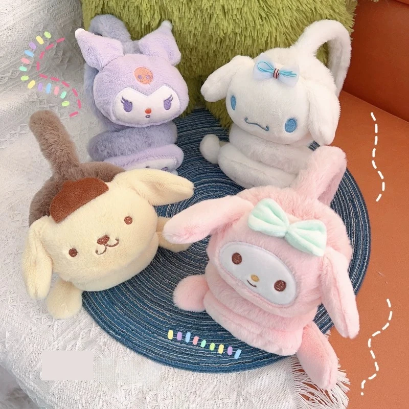Мягкие плюшевые теплые наушники Sanrio Kuromi Cinnamoroll Melody милые наушники-ушанки зимние