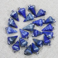 new natural lapis lazuli stone cone pendants necklace fashion good quality charms diy jewelry accessories making wholesale 12pcs