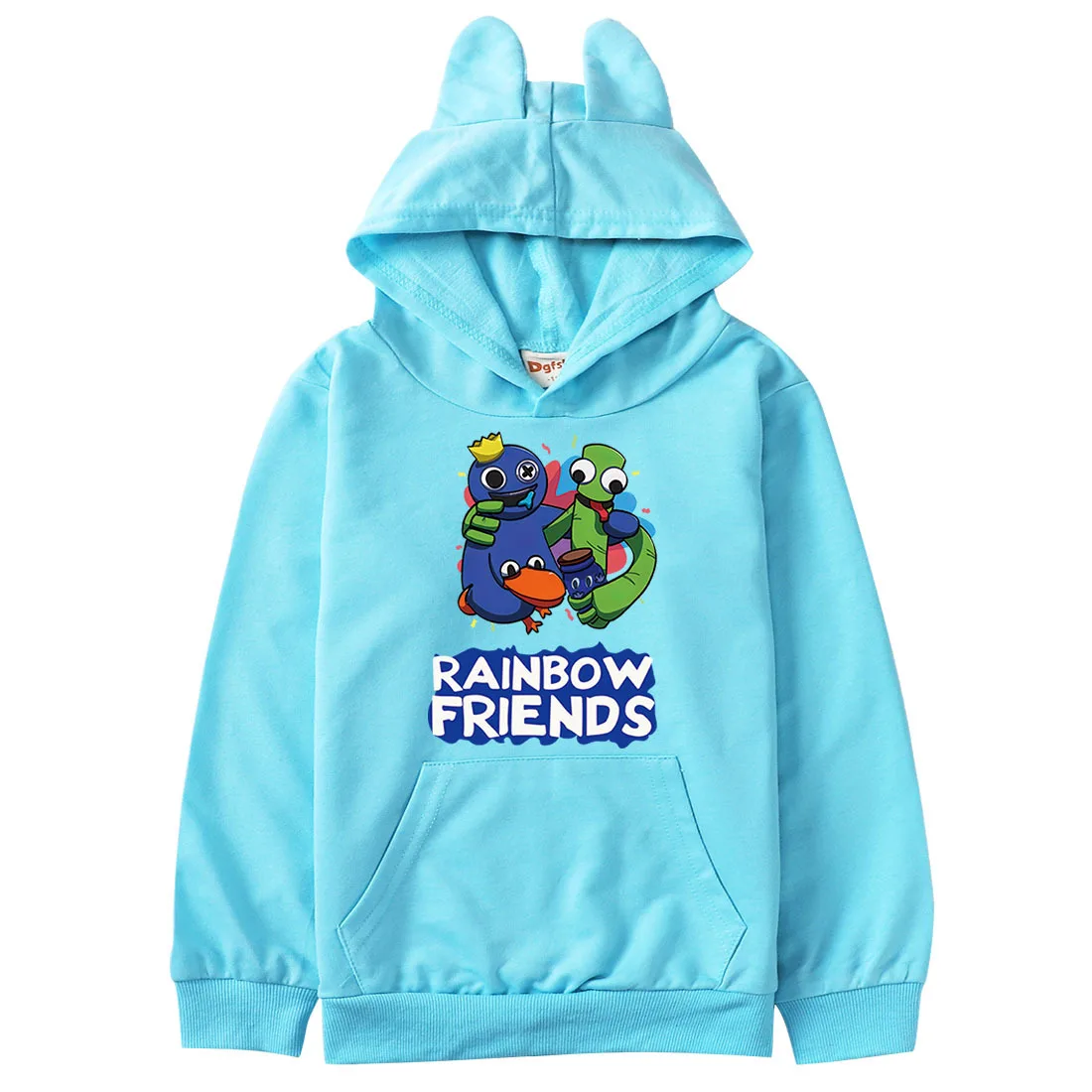 

2023 New Rainbow Friends Clothes Kids Sweatshirts Children Kawaii Pullover Coats Baby Girls Casual Hoodies Boys Cat Ears Clothes