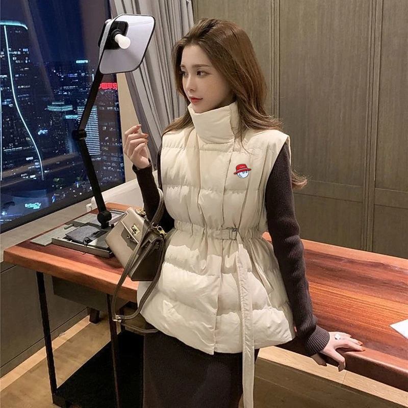 Winter 2022 New Women Golf Vest Jacket Korea Fashion Windproof Warm Golf Wear Clothing Ladies Down Cotton Waistcoat Coats Woman